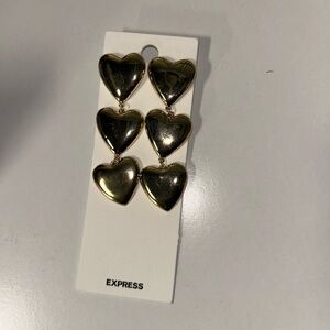 Express Shiny Gold Heart Earrings